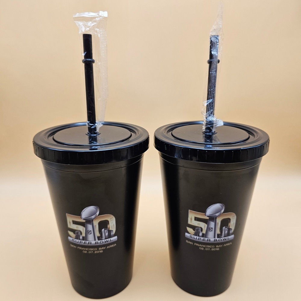 Super Bowl 50 San Francisco Bay‎ Area 2016 Black Tumbler 16oz Eco Friendly Set